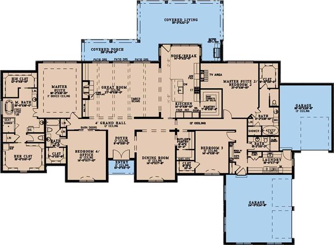 European Home Plan - 4 Bedrms, 4 Baths - 4195 Sq Ft - #193-1248