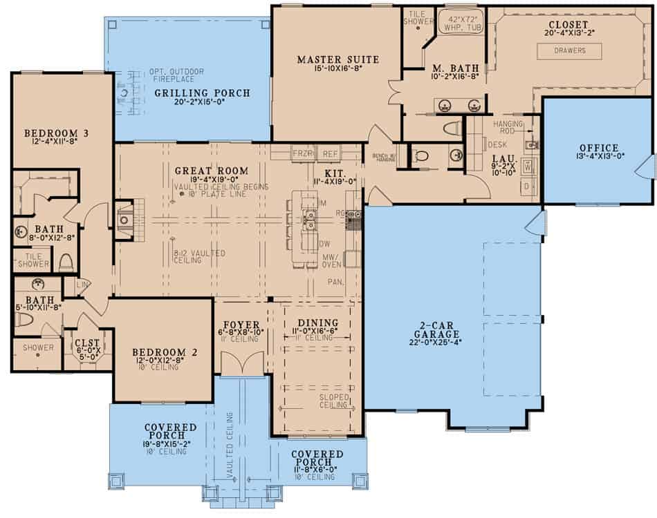 Coastal House Plan - 3 Bedrms, 3.5 Baths - 2442 Sq Ft - #193-1251