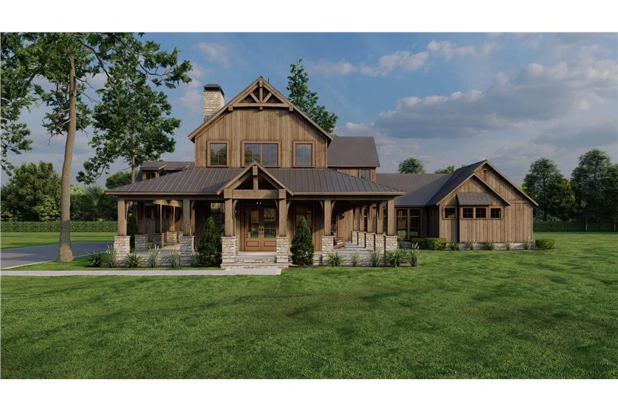 Front View of this 4-Bedroom,3723 Sq Ft Plan -193-1296