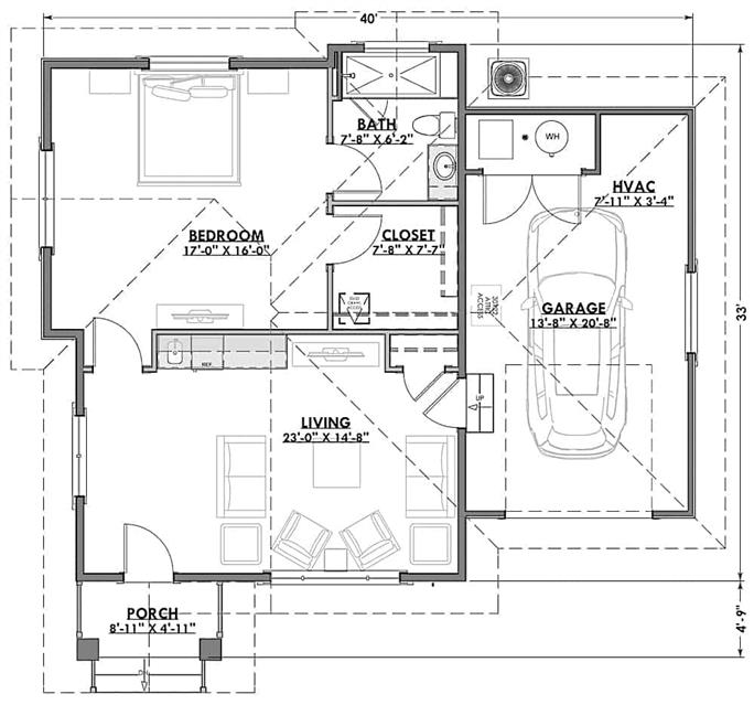 Small House Plans Home - 1 Bedrm, 1 Bath - 810 Sq Ft - Plan #194-1039