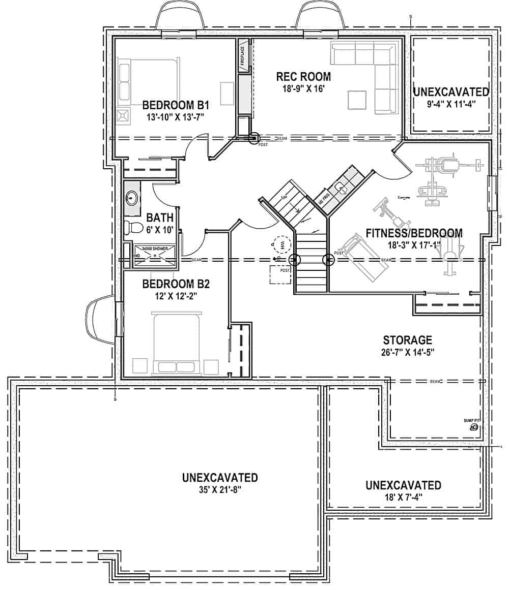 Ranch Home - 2 Bedrms, 2 Baths - 1755 Sq Ft - Plan #194-1040