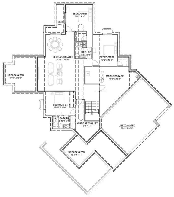 Contemporary Floor Plan - 3 Bedrms, 3 Baths - 3125 Sq Ft - Plan #194-1047