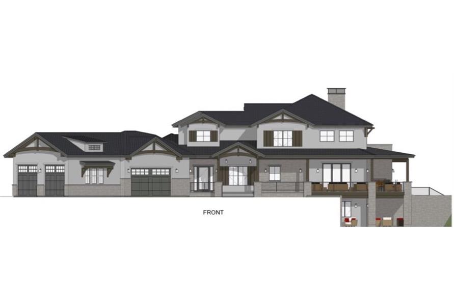 Home Plan Front Elevation of this 6-Bedroom,5419 Sq Ft Plan -194-1065