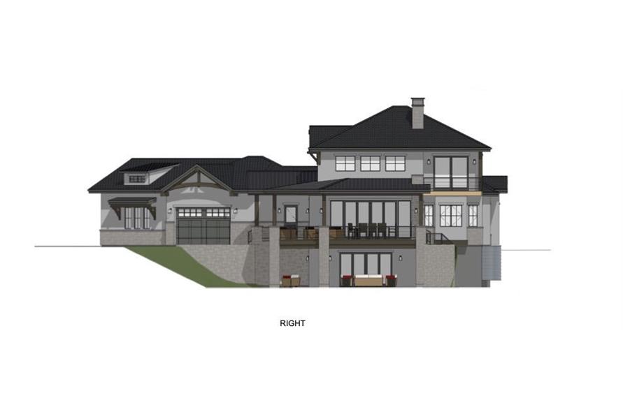 Home Plan Right Elevation of this 6-Bedroom,5419 Sq Ft Plan -194-1065