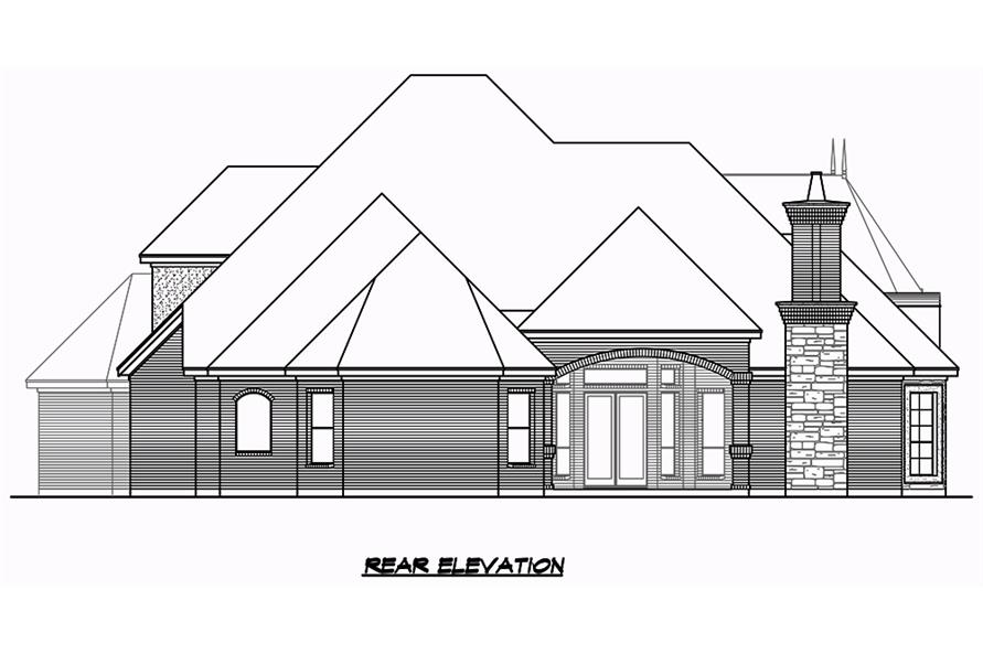 Home Plan Rear Elevation of this 3-Bedroom,3043 Sq Ft Plan -195-1049