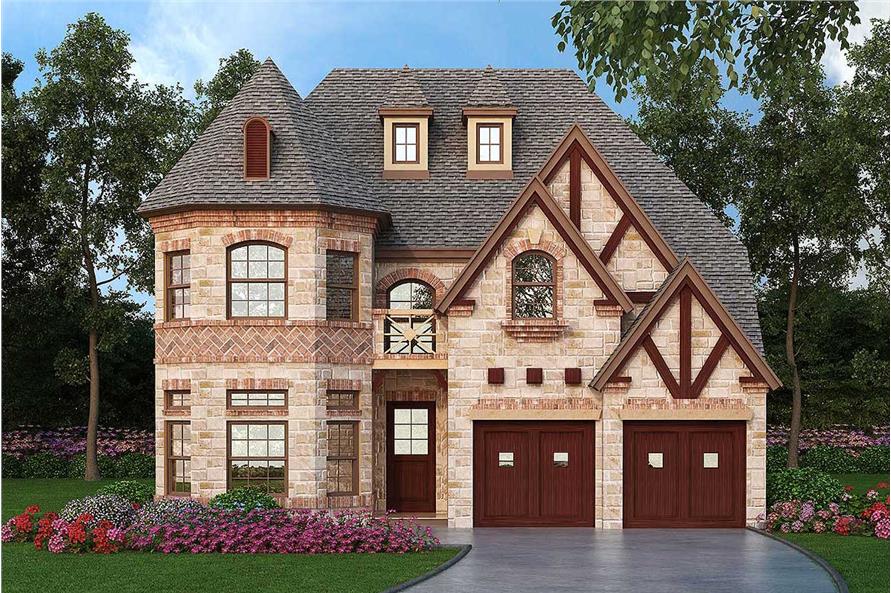 3-Bedroom, 3407 Sq Ft Tudor Home Plan - 195-1060 - Main Exterior