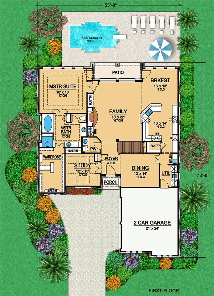 3 Bedrm, 3047 Sq Ft Tudor House Plan #195-1067