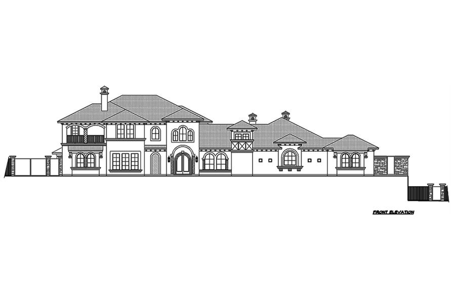 Home Plan Front Elevation of this 4-Bedroom,8647 Sq Ft Plan -195-1126