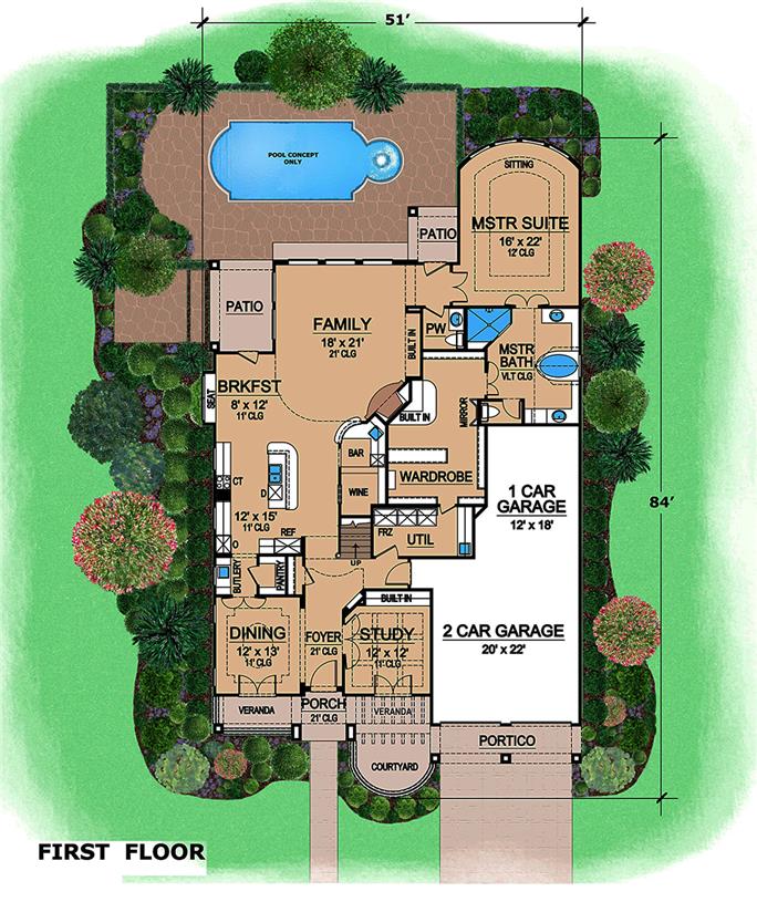 4 Bedrm, 3995 Sq Ft Mediterranean House Plan #195-1138