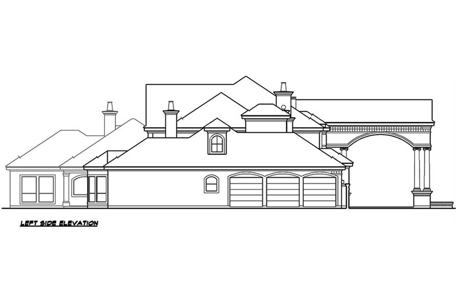 Home Plan Left Elevation of this 5-Bedroom,6969 Sq Ft Plan -195-1167