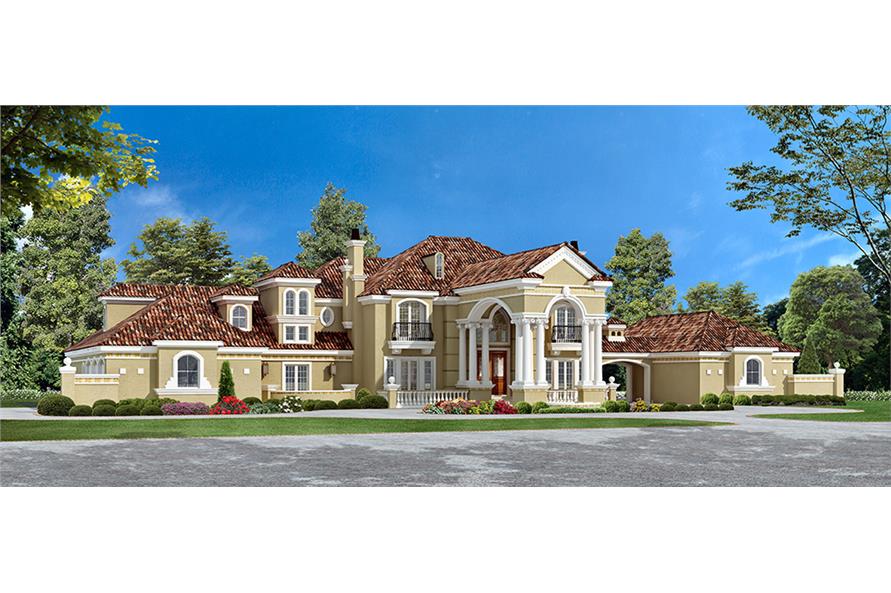 5-Bedroom, 6969 Sq Ft Mediterranean House Plan - 195-1167 - Front Exterior