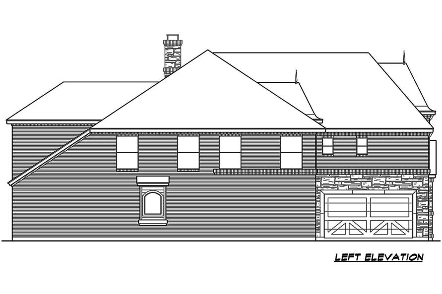 Home Plan Left Elevation of this 5-Bedroom,3116 Sq Ft Plan -195-1178