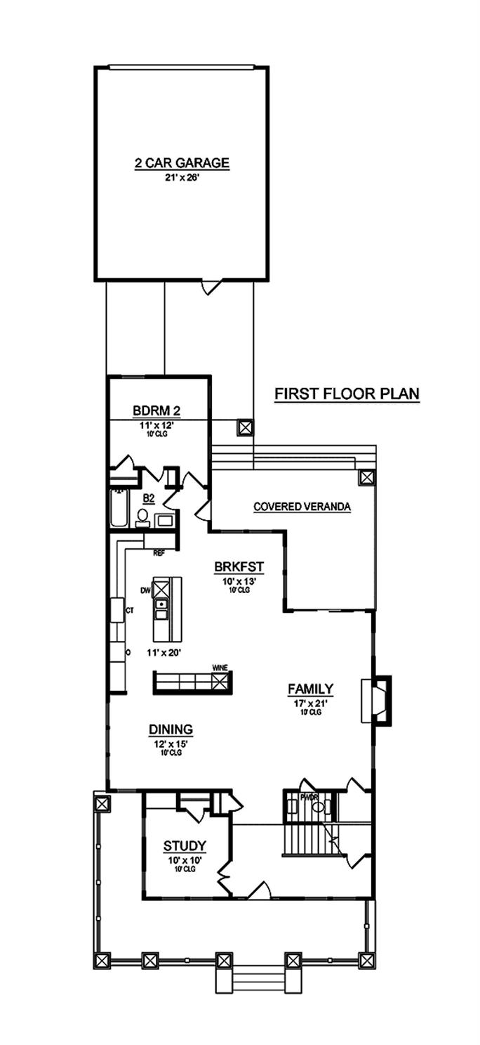 Narrow Lot Craftsman House - 4 Bedrms, 4.5 Baths - 3245 Sq Ft - Plan ...