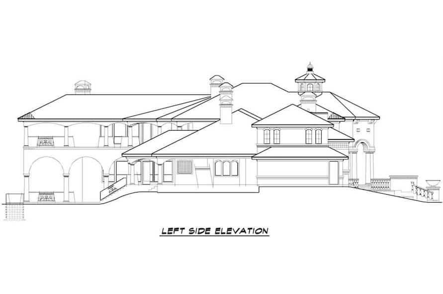 Home Plan Left Elevation of this 5-Bedroom,12291 Sq Ft Plan -195-1266