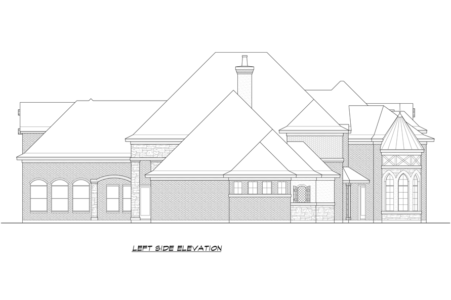 Home Plan Left Elevation of this 4-Bedroom,4691 Sq Ft Plan -195-1293