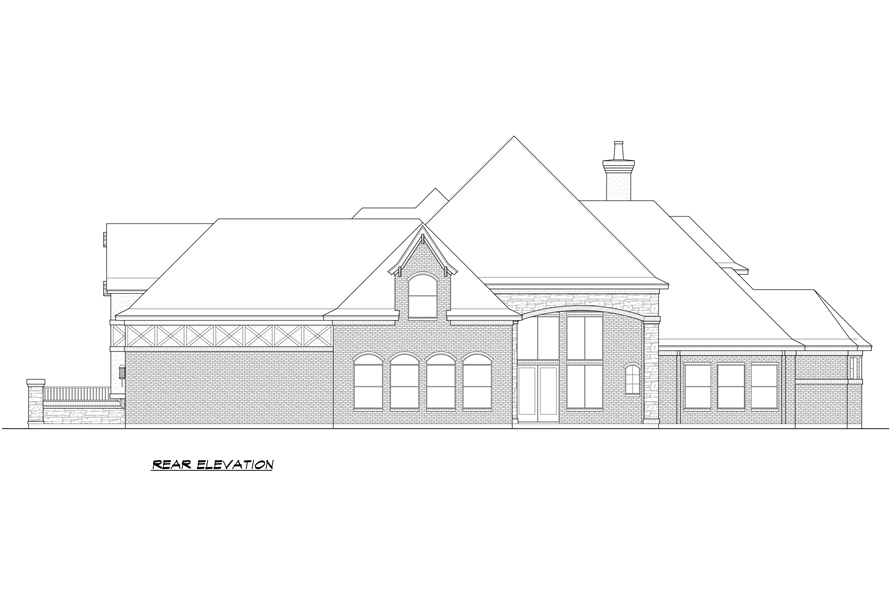 Home Plan Rear Elevation of this 4-Bedroom,4691 Sq Ft Plan -195-1293