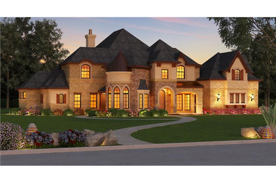 4-Bedroom, 4691 Sq Ft European House - Plan #195-1293 - Front Exterior