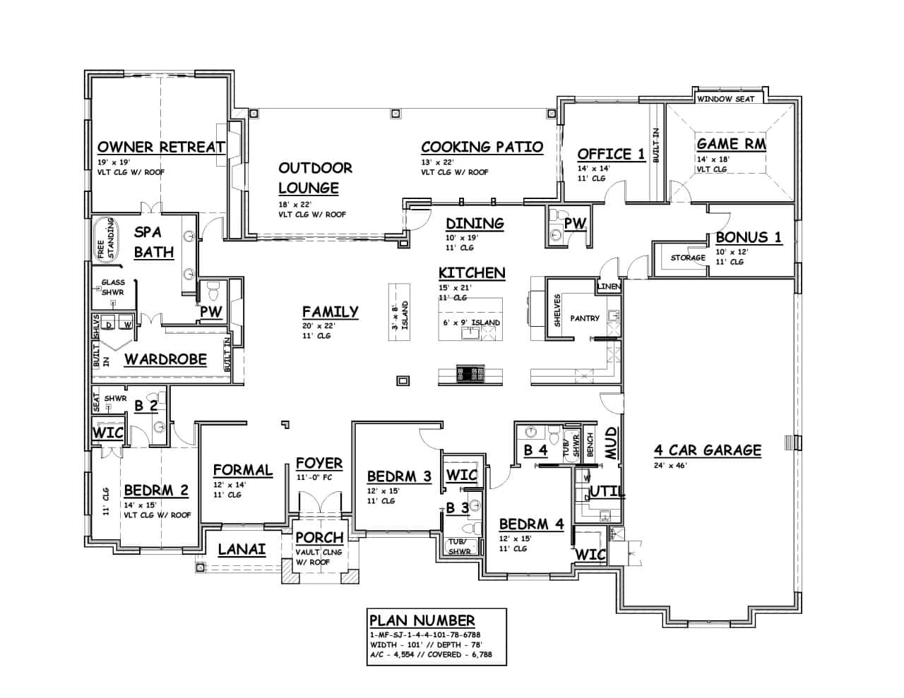 Tudor Home Plan - 4 Bedrms, 4.5 Baths - 4554 Sq Ft - #195-1317