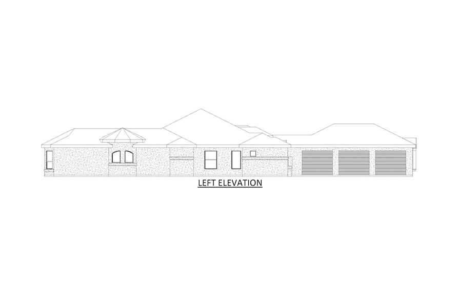 Home Plan Left Elevation of this 4-Bedroom,3460 Sq Ft Plan -195-1322