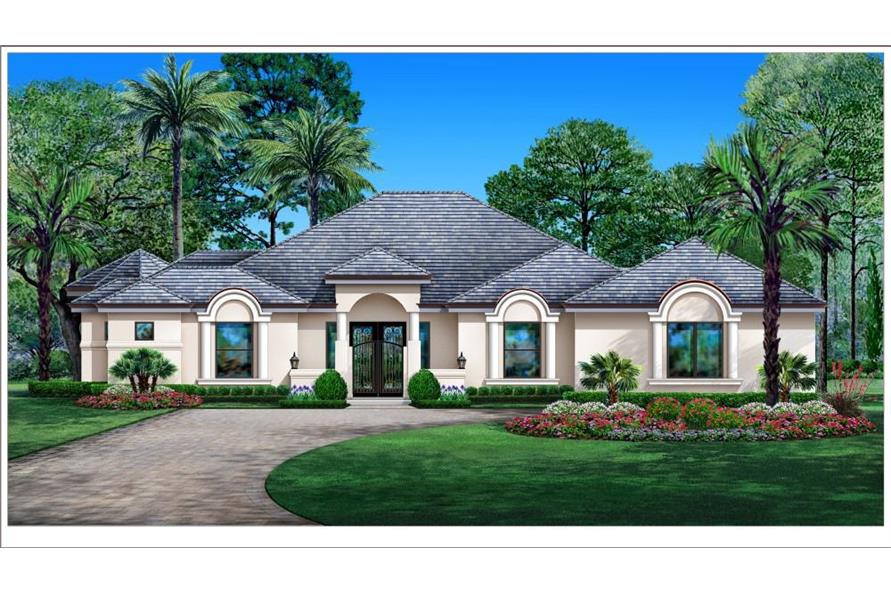 Spanish Home Plan - 4 Bedrms, 4.5 Baths - 3460 Sq Ft - #195-1322