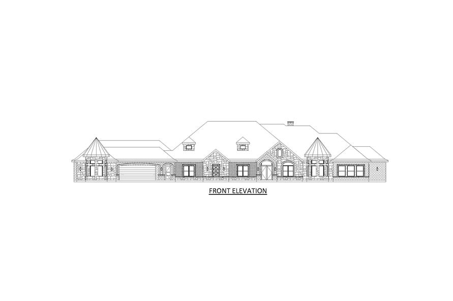 Home Plan Front Elevation of this 5-Bedroom,6146 Sq Ft Plan -195-1329