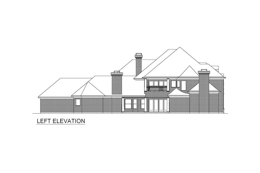 Home Plan Left Elevation of this 4-Bedroom,6280 Sq Ft Plan -195-1332