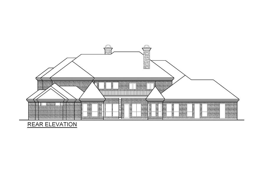 Home Plan Rear Elevation of this 5-Bedroom,6242 Sq Ft Plan -195-1336