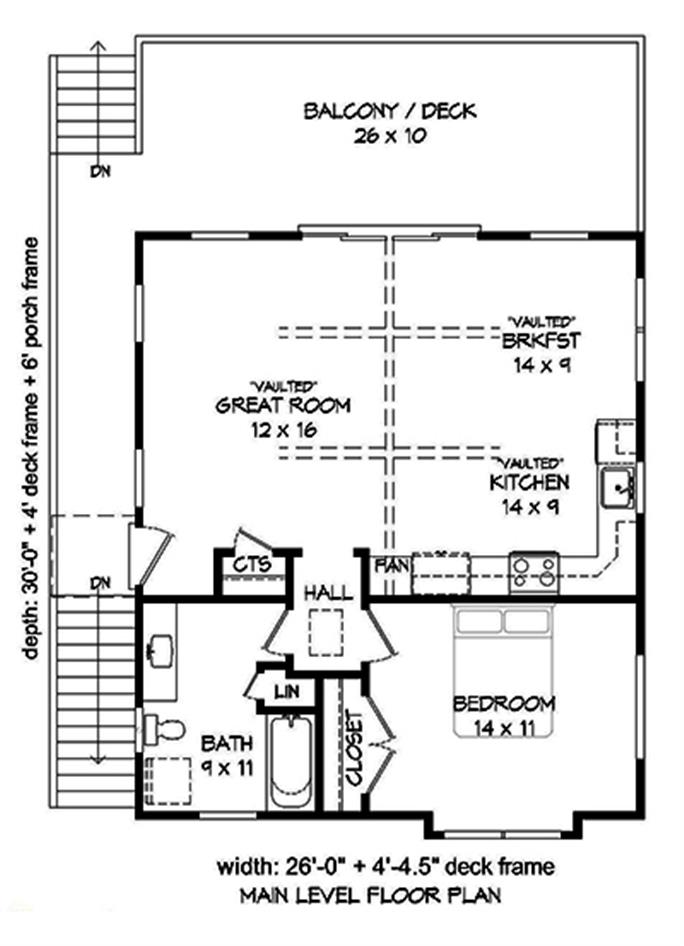 Vacation Homes Floor Plan - 1 Bedrms, 1 Baths - 780 Sq Ft - #196-1068