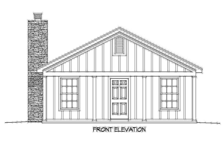 Home Plan Front Elevation of this 2-Bedroom,1000 Sq Ft Plan -196-1087