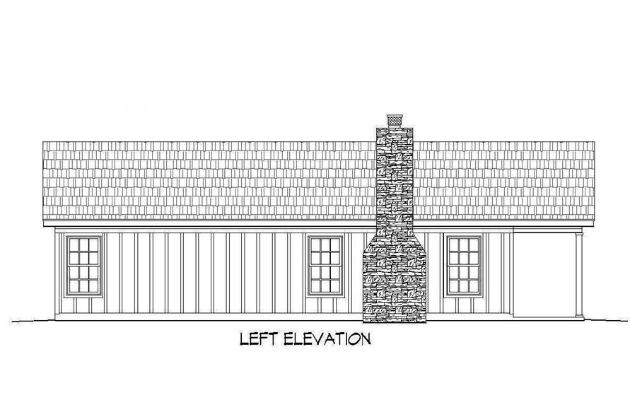 Home Plan Left Elevation of this 2-Bedroom,1000 Sq Ft Plan -196-1087