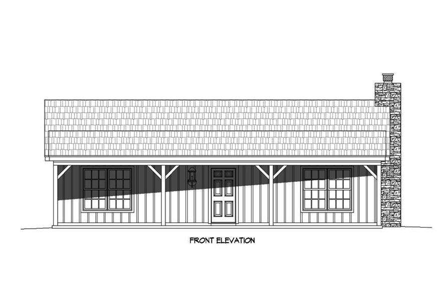 Home Plan Front Elevation of this 2-Bedroom,1000 Sq Ft Plan -196-1088