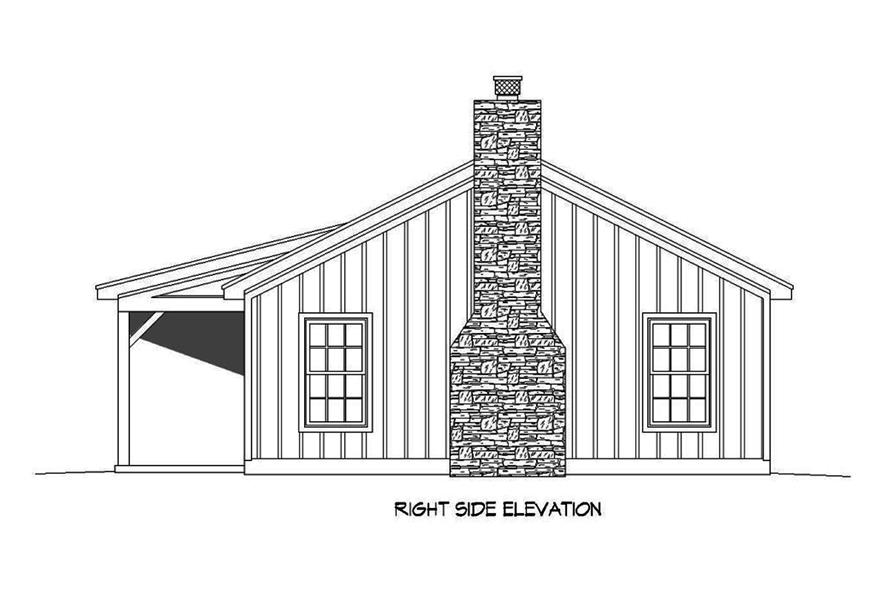 Home Plan Right Elevation of this 2-Bedroom,1000 Sq Ft Plan -196-1088