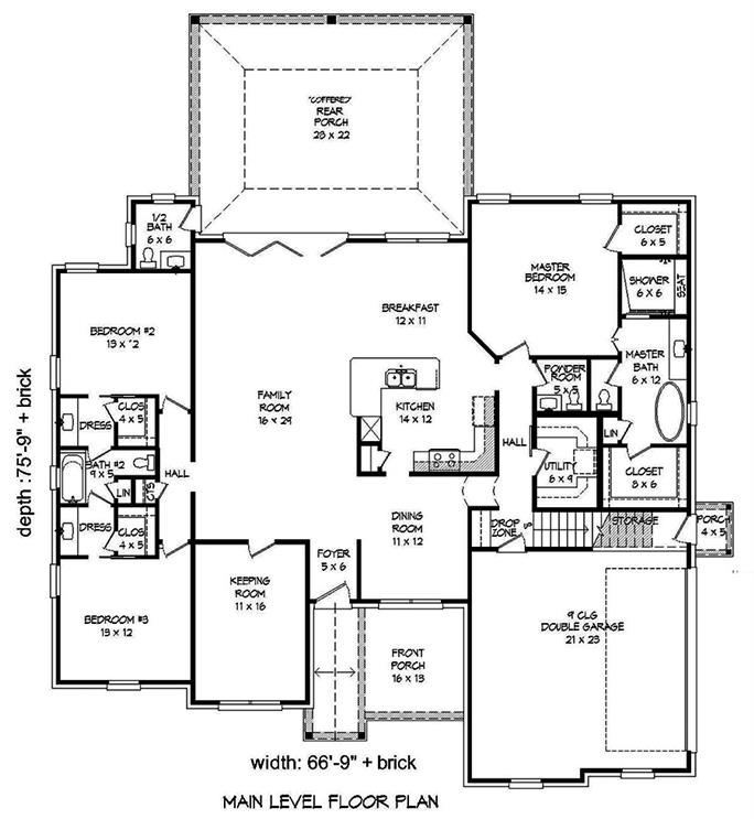 European Home Plan - 3 Bedrms, 2.5 Baths - 2850 Sq Ft - #196-1092