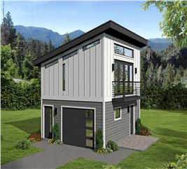 400 Sq. Ft. 1 Car Garage with Apartment Plan - 1 Bath, Balcony