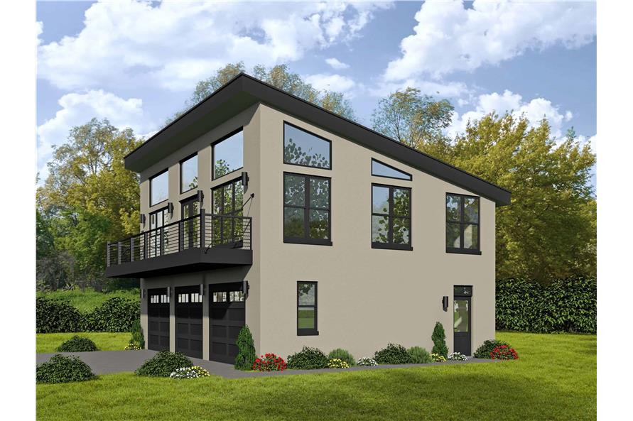 1-Bedroom, 1190 Sq Ft Modern House Plan - 196-1101 - Front Exterior