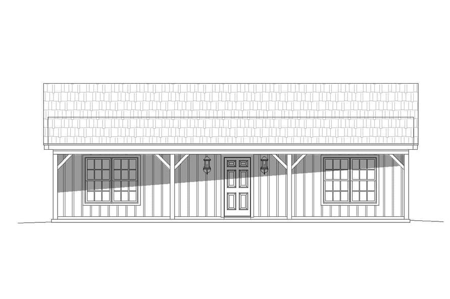 Home Plan Front Elevation of this 2-Bedroom,1000 Sq Ft Plan -196-1117