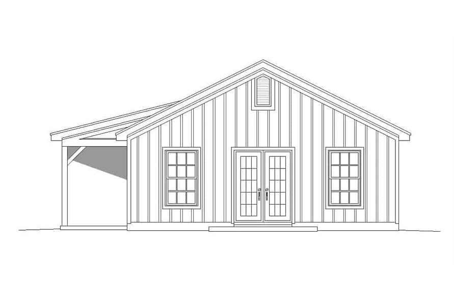 Home Plan Right Elevation of this 2-Bedroom,1000 Sq Ft Plan -196-1117