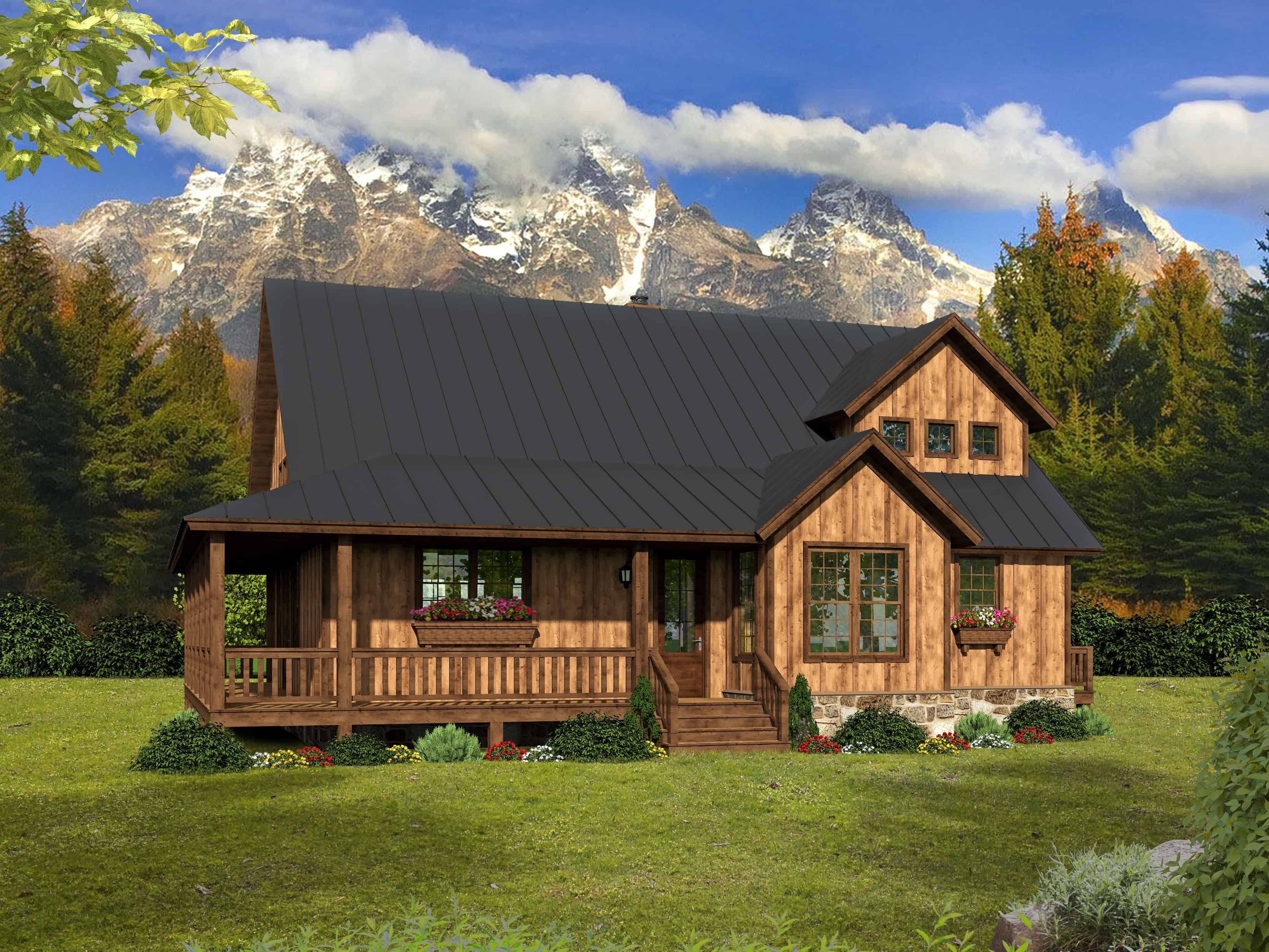 Country Cabin Home - 3 Bedrms, 2.5 Baths - 2200 Sq Ft - Plan #196-1139