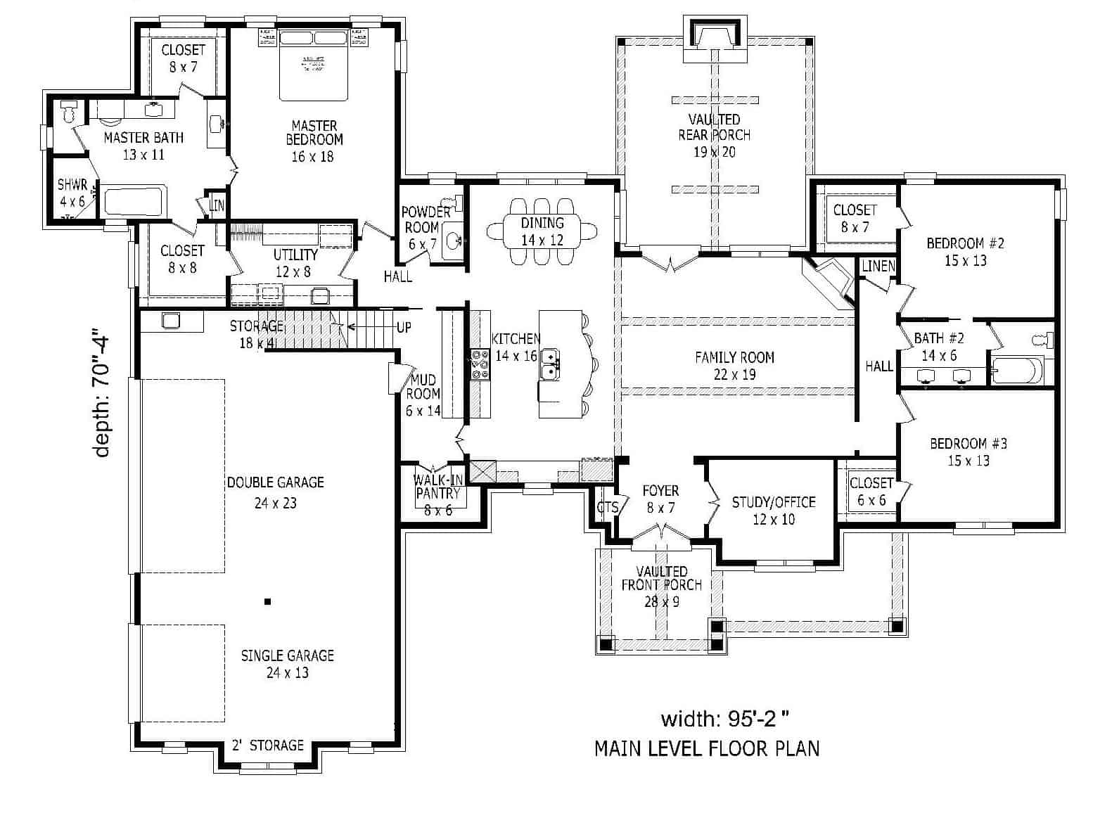 European House Plan - 4 Bedrms, 3.5 Baths - 3540 Sq Ft - #196-1163