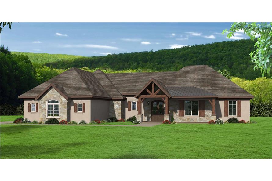 3-Bedroom, 3012 Sq Ft European Home Plan - 196-1167 - Main Exterior