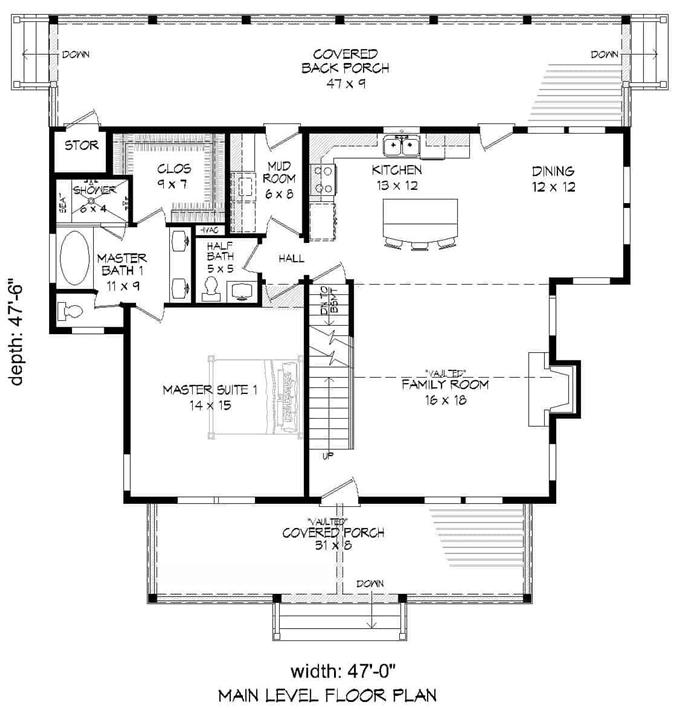 Cottage Floor Plan - 3 Bedrms, 3.5 Baths - 2066 Sq Ft - #196-1178