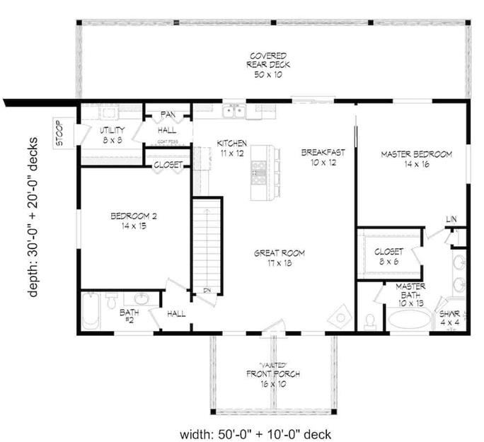 Ranch Home 2 Bedrms 2 Baths 1500 Sq Ft Plan 196 1197