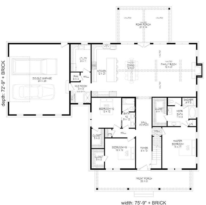 Colonial Home - 5 Bedrms, 3 Baths - 3455 Sq Ft - Plan #196-1205