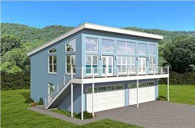 Contemporary Duplex with Total of 3 Bed, 3 Bath - Plan #196-1213 - Main Exterior