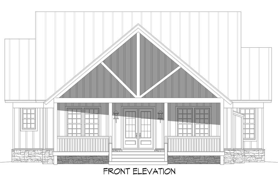 Home Plan Front Elevation of this 3-Bedroom,2100 Sq Ft Plan -196-1237