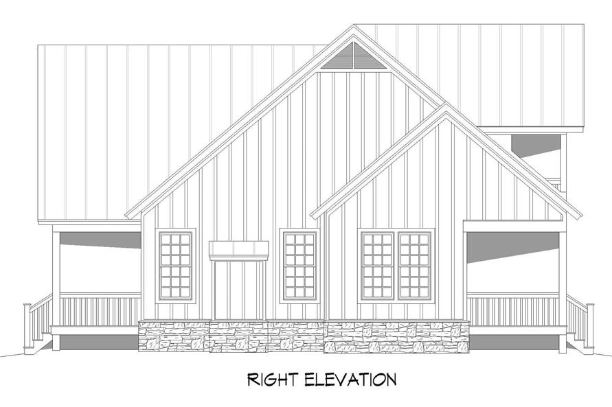 Home Plan Right Elevation of this 3-Bedroom,2100 Sq Ft Plan -196-1237