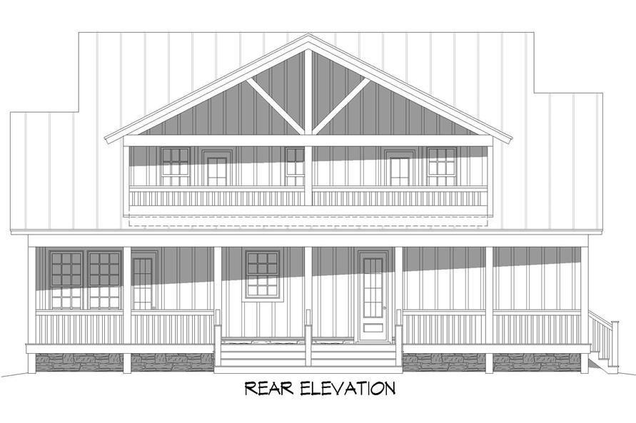 Home Plan Rear Elevation of this 3-Bedroom,2100 Sq Ft Plan -196-1237