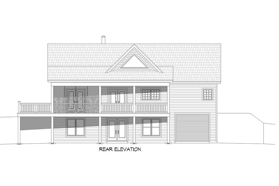 Home Plan Rear Elevation of this 2-Bedroom,1500 Sq Ft Plan -196-1250