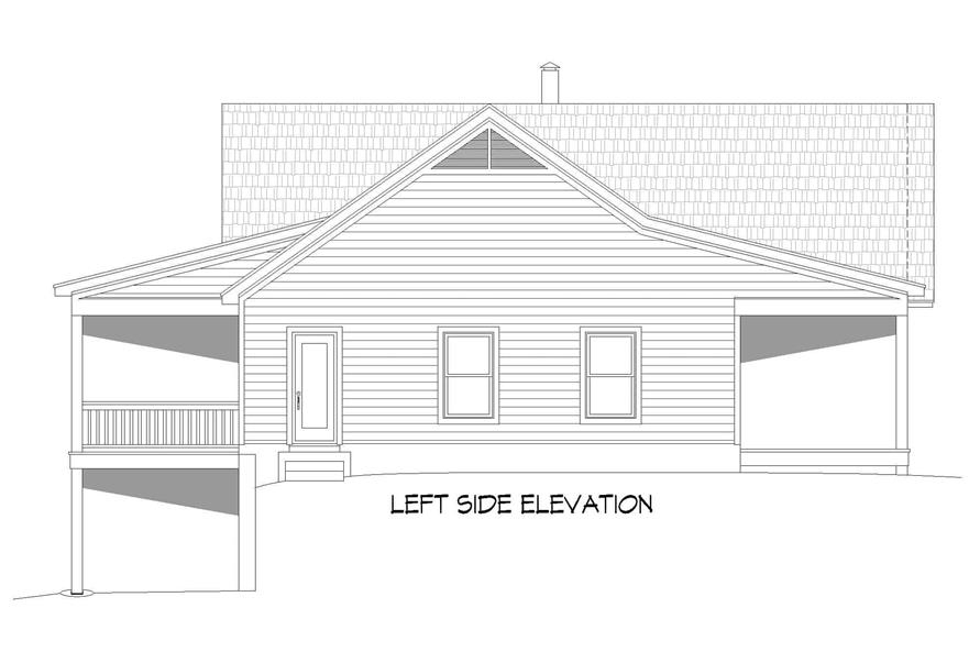 Home Plan Left Elevation of this 2-Bedroom,1500 Sq Ft Plan -196-1250