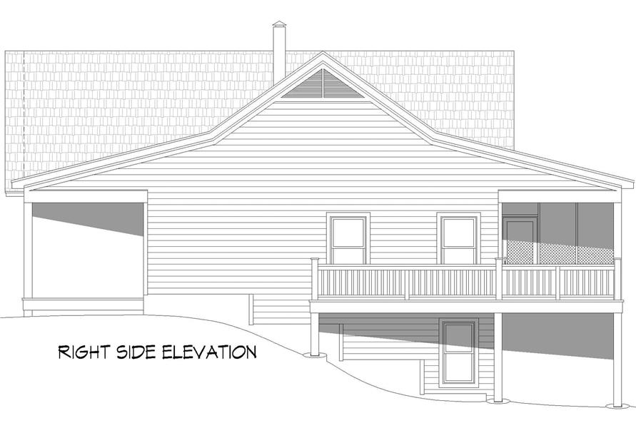 Home Plan Right Elevation of this 2-Bedroom,1500 Sq Ft Plan -196-1250